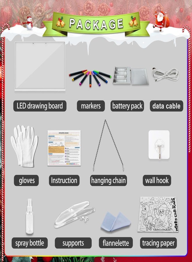 Lumiboard Light up Coloring Board for Kids with 7 Color Markers, 4 Modes & 13.7"X10", rewritable Acrylic Message Board, Hanging Chain, menu Board with Colors - Image 2