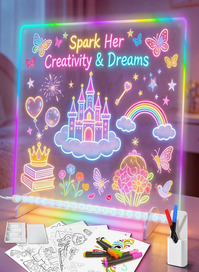 Lumiboard Light up Coloring Board for Kids with 7 Color Markers, 4 Modes & 13.7"X10", rewritable Acrylic Message Board, Hanging Chain, menu Board with Colors - Image 1
