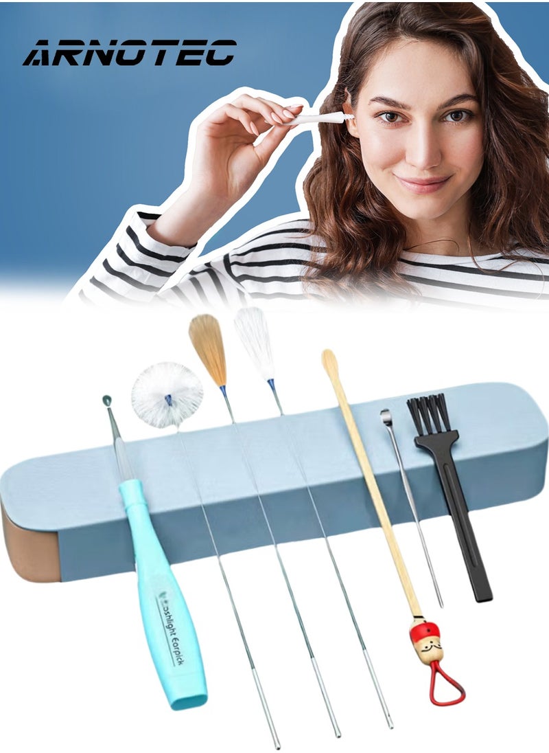 ARNOTEC Traditional Handmade Ear Cleaning Kit 8PCS | LED Ear Pick | Elastic Silver Needle & Goose Feather Sticks | Soothing Ear Canal Stimulation | Protective Storage Box | Safe and Efficient Ear Cleaning  - Image 1