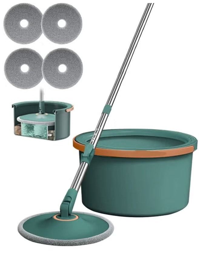 Taimi - Spin Mop and Bucket with Wringer Set, Practical Telescopic Stainless-Steel Handle Mop Cleaning Bucket Mop&Upgraded Water Separation Bucket with Microfiber Mop Pads for Floors Kitchen - Image 1