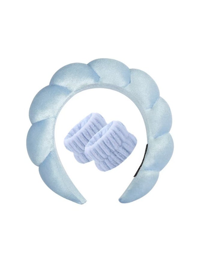 Generic Spa Headband For Washing Face Sponge Make Up Skincare Headband Bubble Hairband -blue  - Image 1