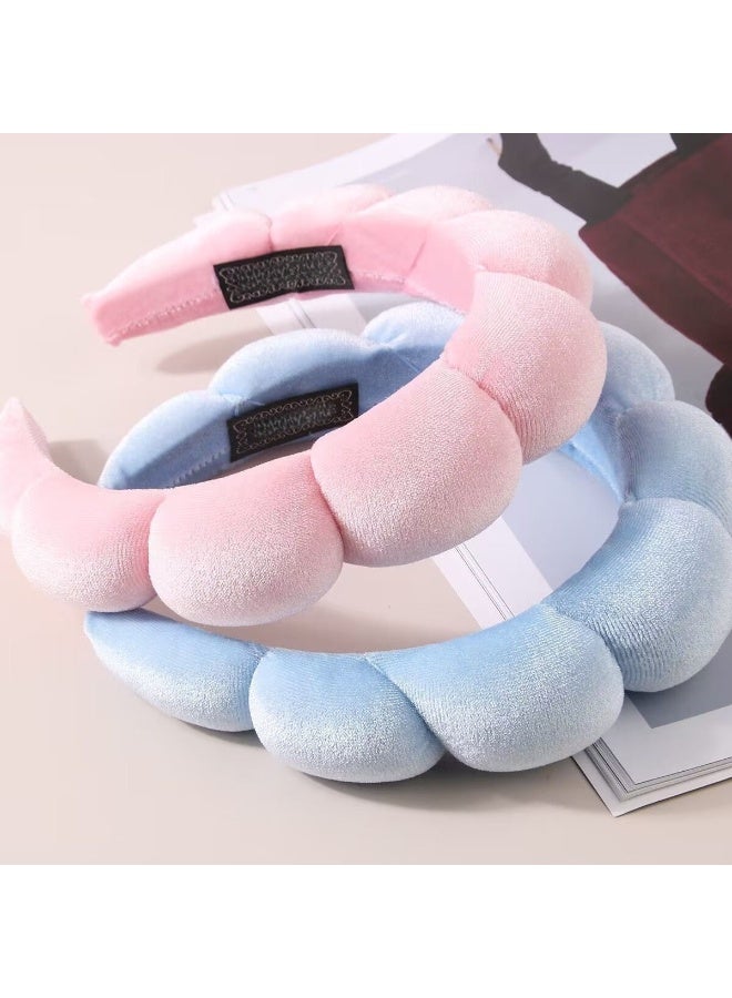 Generic Spa Headband For Washing Face Sponge Make Up Skincare Headband Bubble Hairband -blue  - Image 4