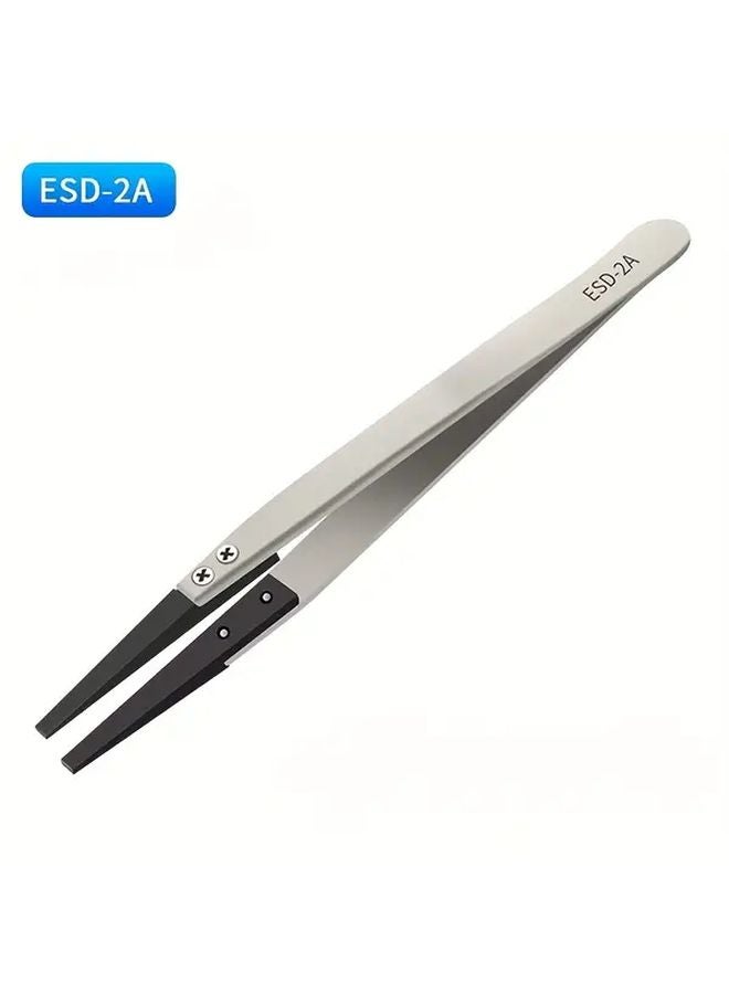 Precision Anti Static Carbon Fiber Tweezers ESD 2A 0 5mm Replaceable Tip - Image 1