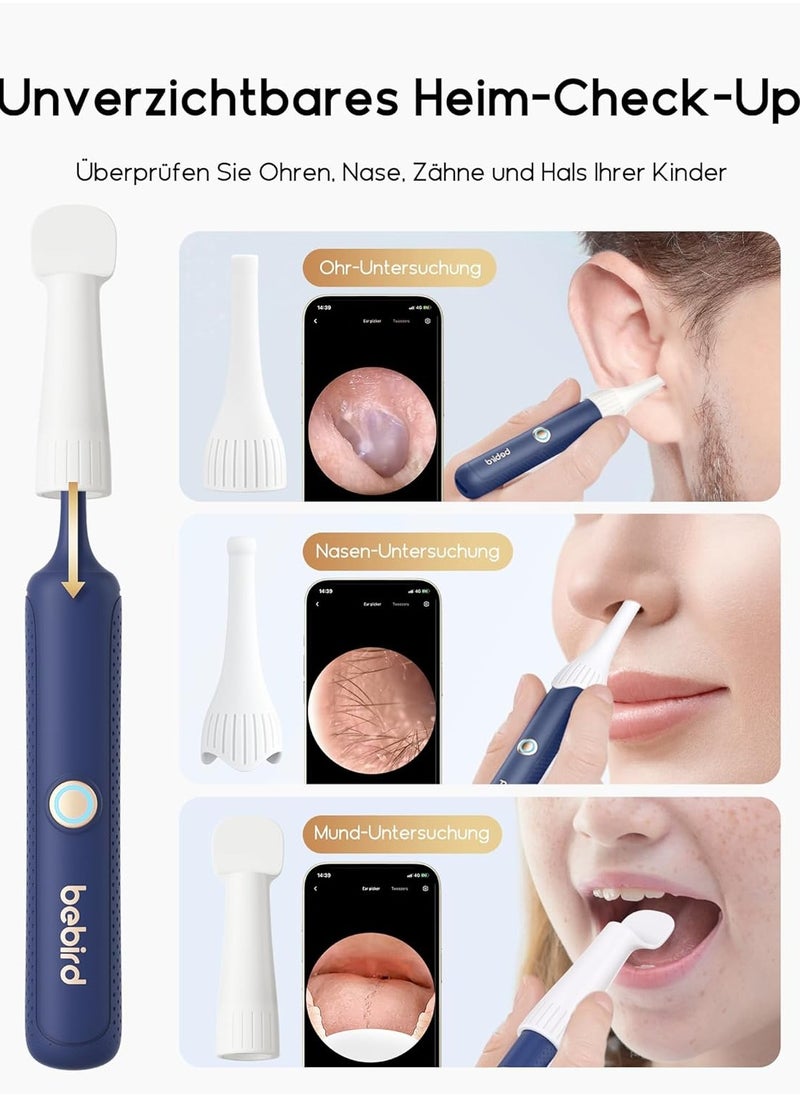 Earsight Plus Ear Wax Removal Tool Camera & Light  Visual Earwax Cleaner with Cleaning Kit As Spade/Spoon/Picker/Tweezers Clean Ears for Family  Ear-Scope Wireless WiFi Connect (Dark Blue)