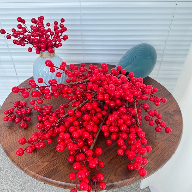 Fa Cai Fruit Red Fruit Simulation Eucalyptus Holly Fruit Annual Flower Home Decoration Ornaments Red Berry Simulation Flower - Image 5