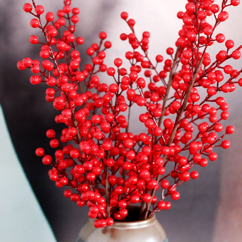 Fa Cai Fruit Red Fruit Simulation Eucalyptus Holly Fruit Annual Flower Home Decoration Ornaments Red Berry Simulation Flower - Image 2