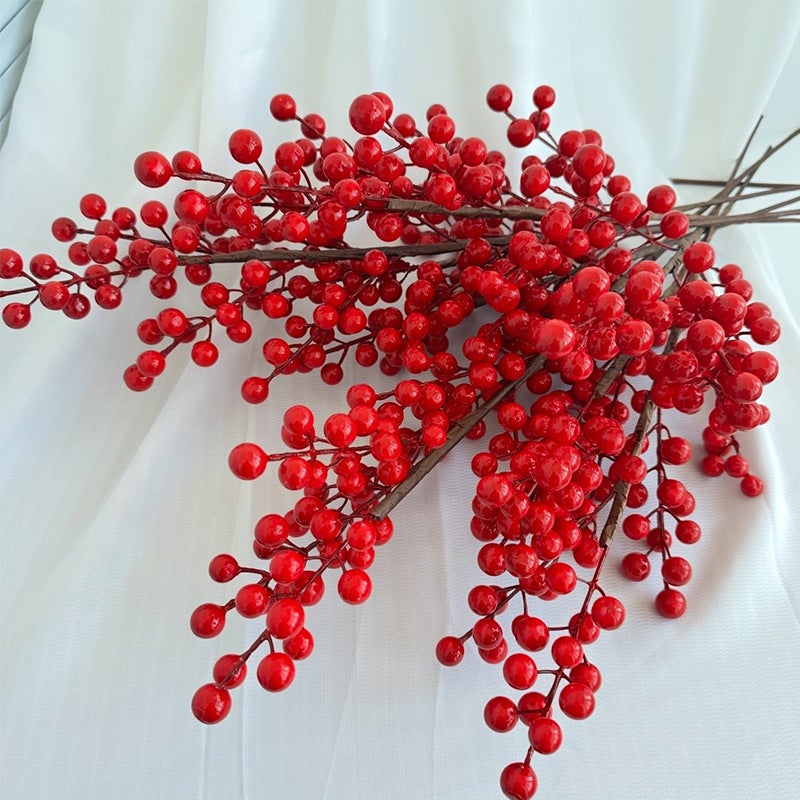 Fa Cai Fruit Red Fruit Simulation Eucalyptus Holly Fruit Annual Flower Home Decoration Ornaments Red Berry Simulation Flower - Image 4