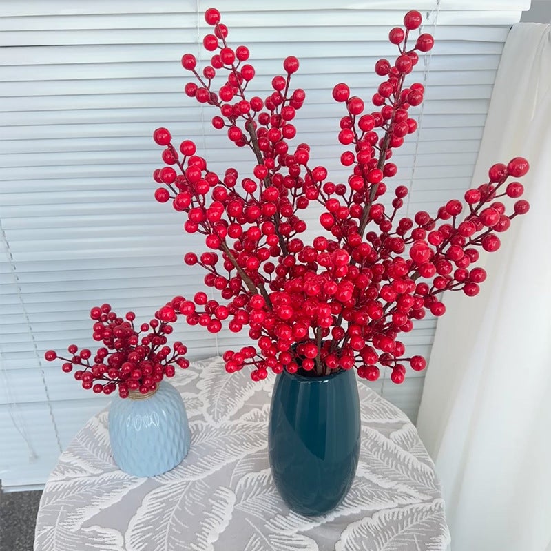 Fa Cai Fruit Red Fruit Simulation Eucalyptus Holly Fruit Annual Flower Home Decoration Ornaments Red Berry Simulation Flower - Image 3