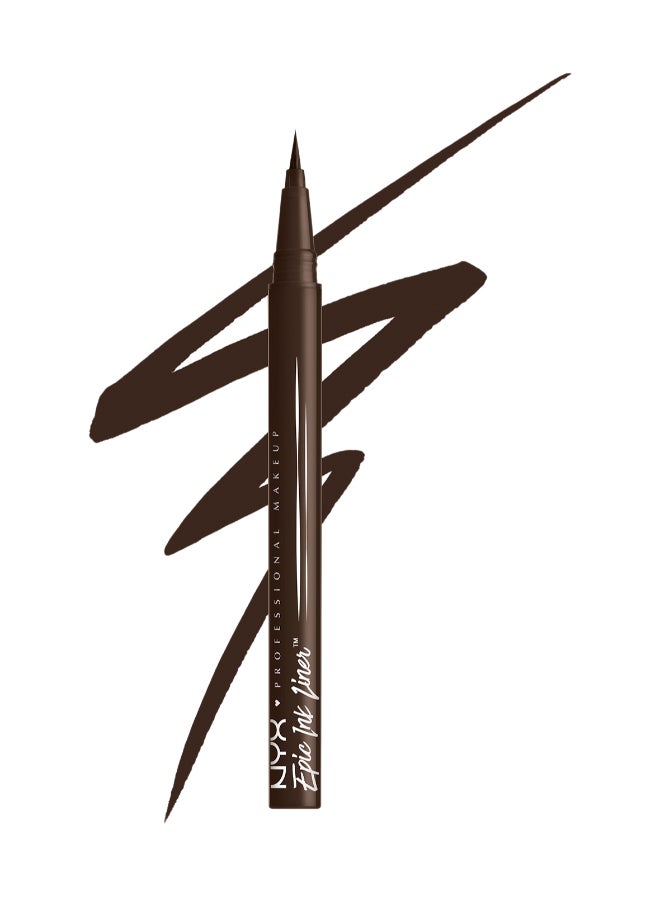 NYX PROFESSIONAL MAKEUP قلم تحديد العيون السائل المقاوم للماء من Epic Ink Liner - بلون الشوكولاتة الداكنة، تركيبة نباتية، صبغة مكثفة - Image 4