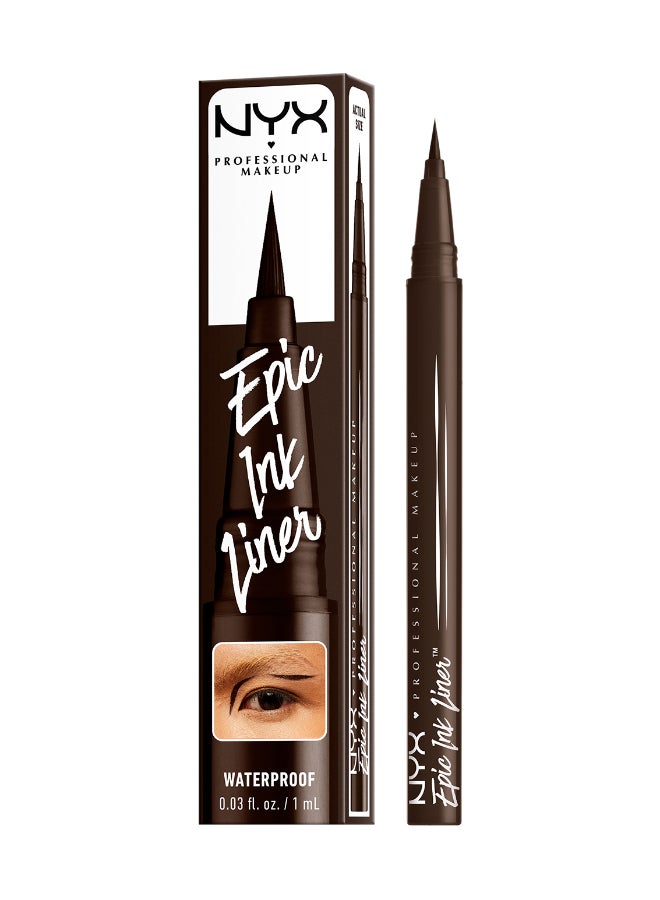 NYX PROFESSIONAL MAKEUP قلم تحديد العيون السائل المقاوم للماء من Epic Ink Liner - بلون الشوكولاتة الداكنة، تركيبة نباتية، صبغة مكثفة - Image 5