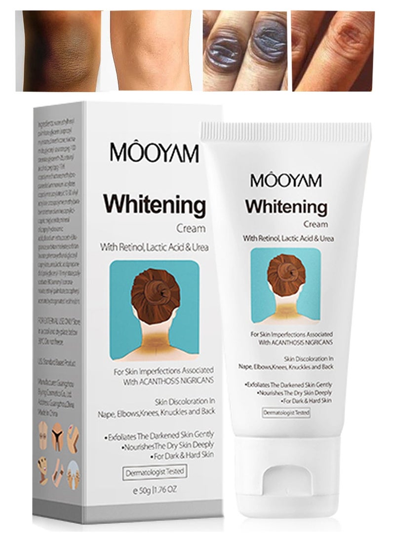 MOOYAM Whitening Cream, with Retinol, Lactic Acid and Urea, for Darkened Skin on Body Exfoliates Dark Spots, for Dark and Hard Skin - Image 1