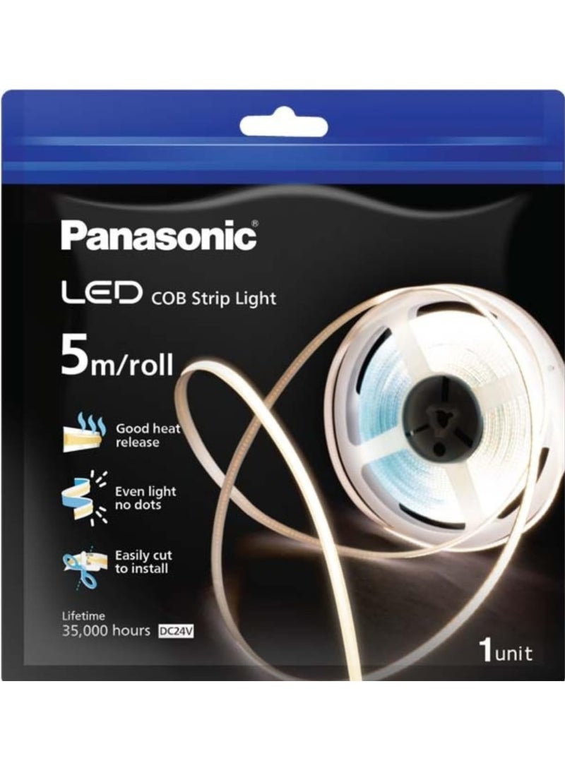 Panasonic 24V COB LED Strip 5m Warm White 3000K LED Strip Light With Driver, Self-Adhesive, Indoor And Outdoor Lighting Home Decoration With Transformers - Image 1