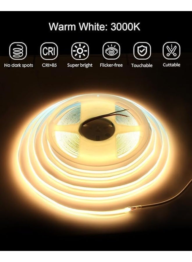 Panasonic 24V COB LED Strip 5m Warm White 3000K LED Strip Light With Driver, Self-Adhesive, Indoor And Outdoor Lighting Home Decoration With Transformers - Image 3