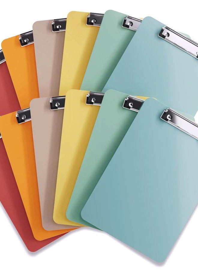 Office Solutions Direct Plastic Clipboards with Low Profile Clip Set of 12-12.5 x 9 Inch Multi Color Plastic Clipboards Bulk - Colorful Clipboards Bulk Classroom Holds 100 Sheets, Acrylic Clipboard 12 Pack (Boho Colors) - Image 1