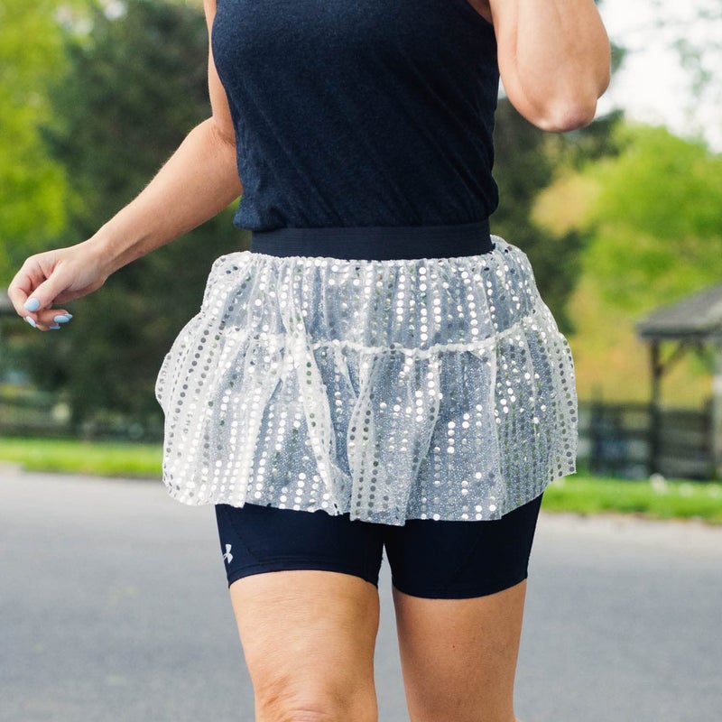 Gone For a Run Running Costume Tutu Skirt Glitter Sequined Tutu | Silver, Silver, one size fits most - Image 5