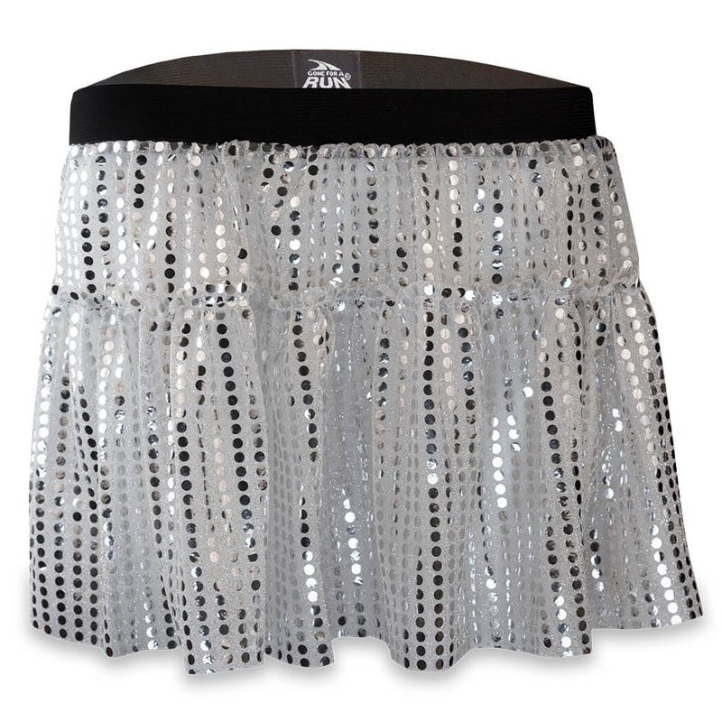 Gone For a Run Running Costume Tutu Skirt Glitter Sequined Tutu | Silver, Silver, one size fits most - Image 1