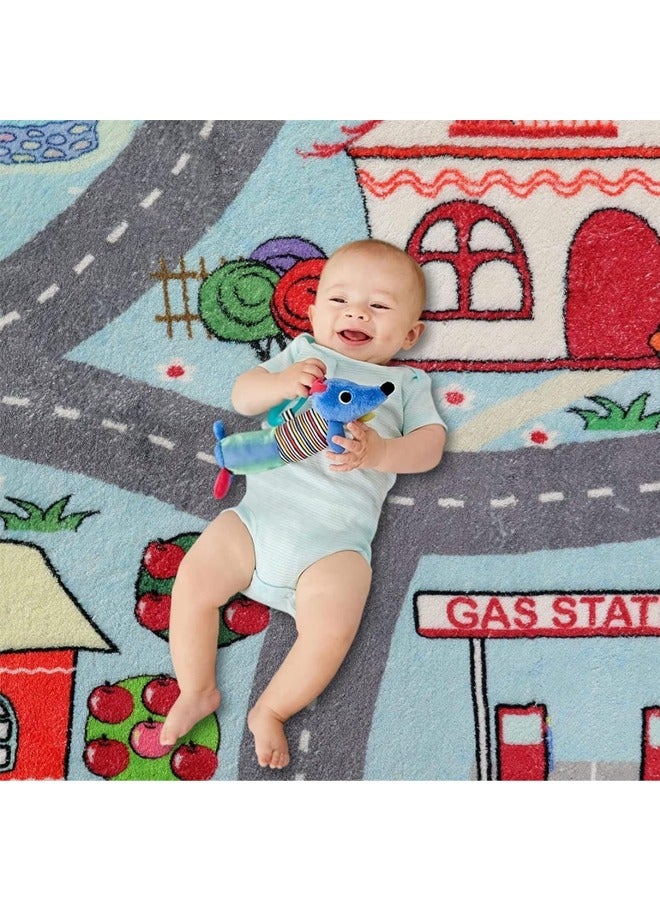 سجادة لعب الأطفال التعليمية سجادة لعب الأطفال بساط طريق المرور للأطفال بساط سيارة لعب الأطفال سجادة كبيرة لعبة تعليمية منطقة لعب الأطفال سجادة لغرفة اللعب غرفة المعيشة ديكور غرفة الحضانة (80 * 120 سم) - Image 3