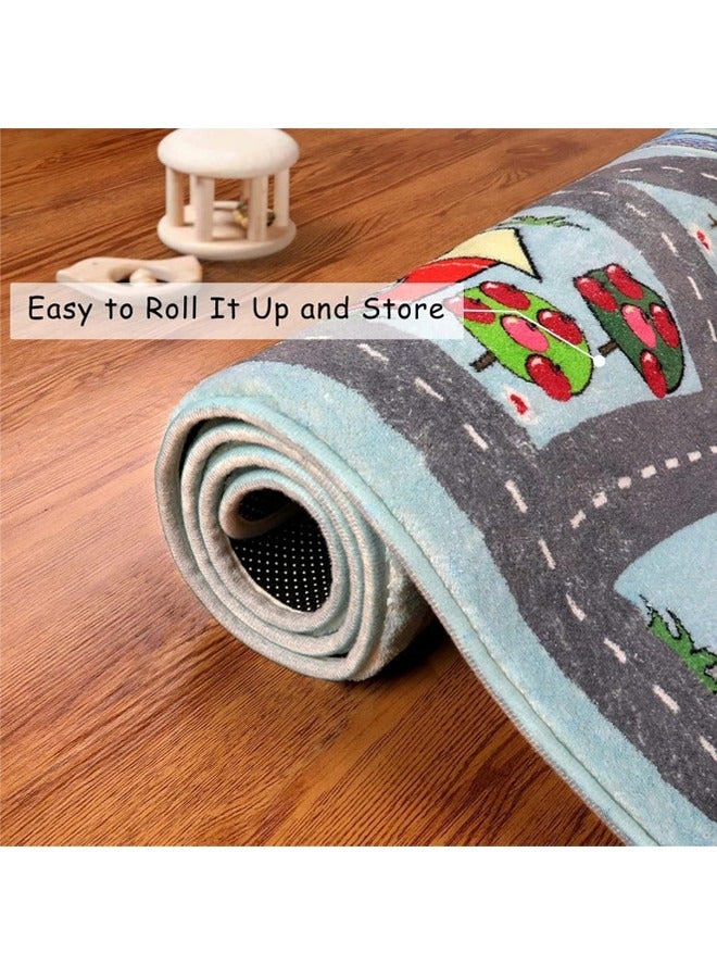 سجادة لعب الأطفال التعليمية سجادة لعب الأطفال بساط طريق المرور للأطفال بساط سيارة لعب الأطفال سجادة كبيرة لعبة تعليمية منطقة لعب الأطفال سجادة لغرفة اللعب غرفة المعيشة ديكور غرفة الحضانة (80 * 120 سم) - Image 4