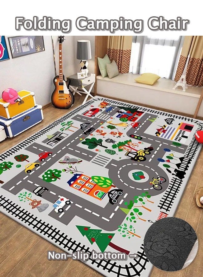 سجادة لعب الأطفال التعليمية سجادة لعب الأطفال بساط طريق المرور للأطفال بساط سيارة لعب الأطفال سجادة كبيرة لعبة تعليمية منطقة لعب الأطفال سجادة لغرفة اللعب غرفة المعيشة ديكور غرفة الحضانة (80 * 120 سم) - Image 1