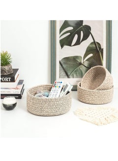 SYOSI SYOSI Cotton Rope Nesting Baskets, 3 Pack Woven Cotton Rope Storage Basket, Lovely Closet Baskets Bins for Shelves, Rope Storage Baskets Mini Table Basket Organizer for Small Household Items (Brown)  - Image 2