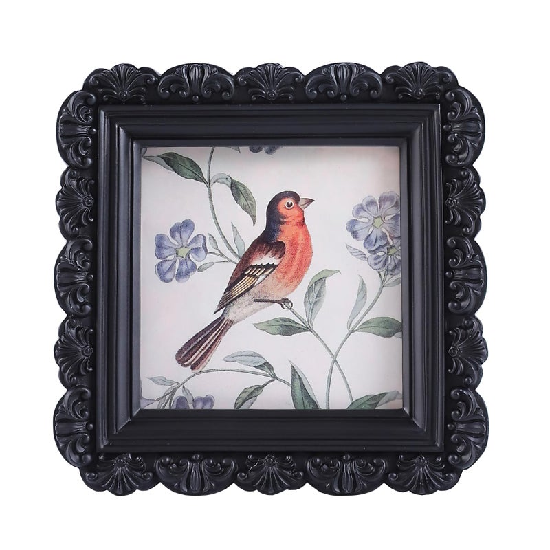 LIHOLO Vintage Picture Frames 3x3 Antique Frames Mini Pictures Frames Bird Picture Frames Ornate Gallery Wall Frames  in Black Square - Image 1