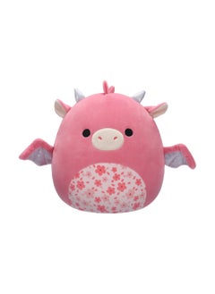 12 inch Medium Plush Aegi Pink Dragon with Sakura Flower Belly Officially Licensed Kellytoy Plush Toy Colorful Soft Gift for Kids Girls & Boys Washable Squishy Stuff Toy Multicolor All Age