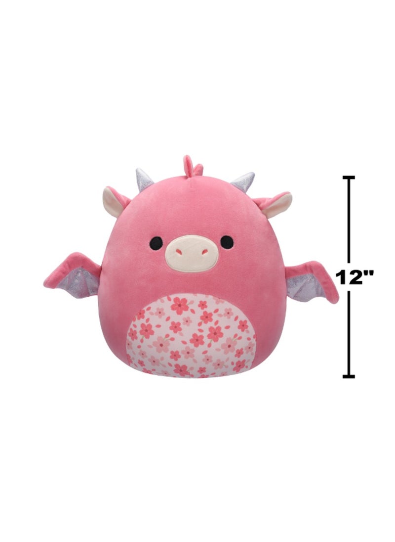 Squishmallows - 12 inch Medium Plush Aegi Pink Dragon with Sakura Flower Belly Officially Licensed Kellytoy Plush Toy Colorful Soft Gift for Kids Girls & Boys Washable Squishy Stuff Toy Multicolor All Age - Image 1