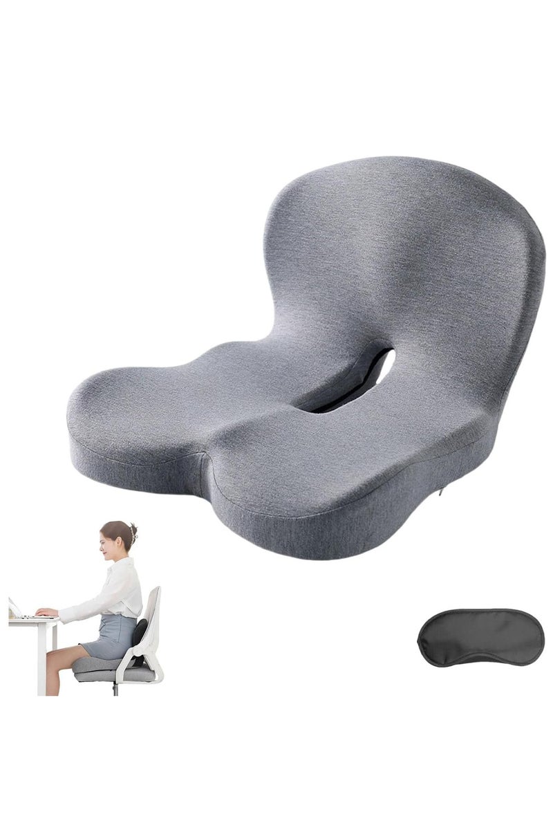Backrest And Seat Cushion, Memory Sponge L-Shaped Integrated Seat Cushion, Car Seat Support, Ergonomic Office Seat Cushion For Protecting The Lower Back Coccyx (Gray) - Image 1