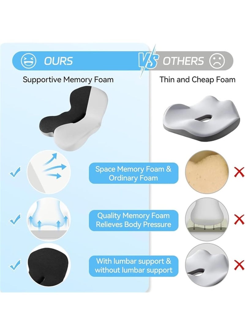 Backrest And Seat Cushion, Memory Sponge L-Shaped Integrated Seat Cushion, Car Seat Support, Ergonomic Office Seat Cushion For Protecting The Lower Back Coccyx (Gray) - Image 5