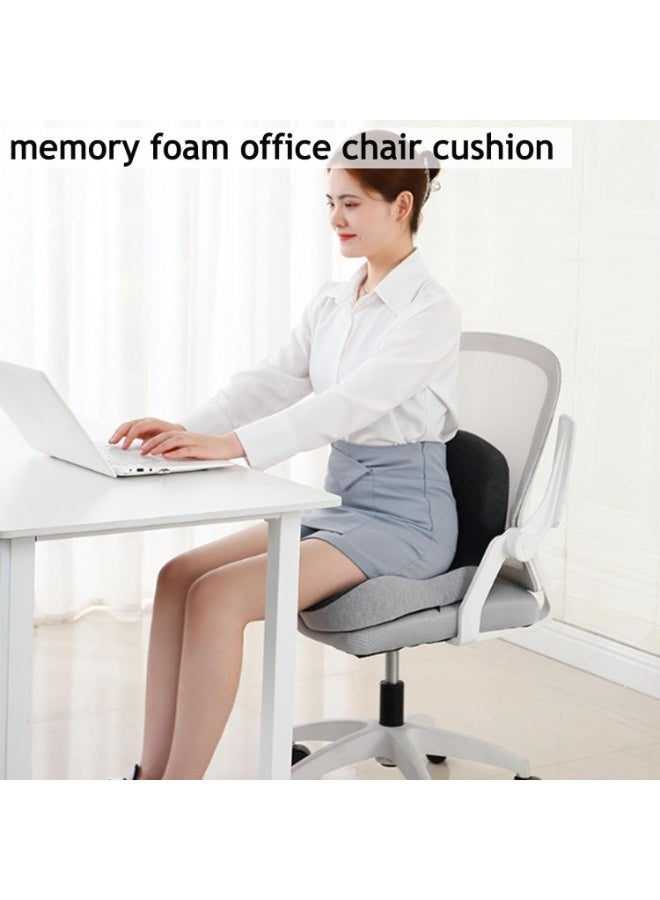 Backrest And Seat Cushion, Memory Sponge L-Shaped Integrated Seat Cushion, Car Seat Support, Ergonomic Office Seat Cushion For Protecting The Lower Back Coccyx (Gray) - Image 2