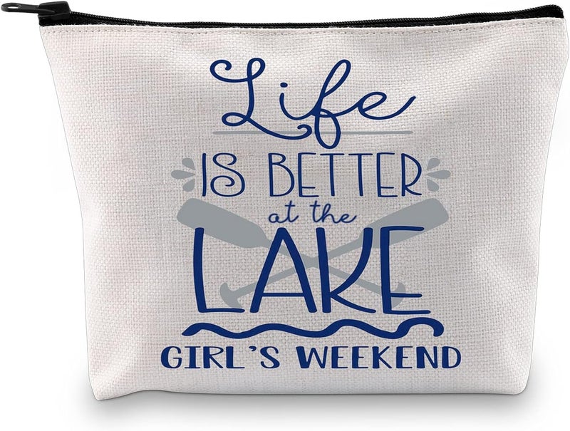 GJTIM Getaway Weekend Gift Life Is Better At The Lake Bachelorette Party Gift Toiletry Makeup Bag (Life Is Better Makeup)