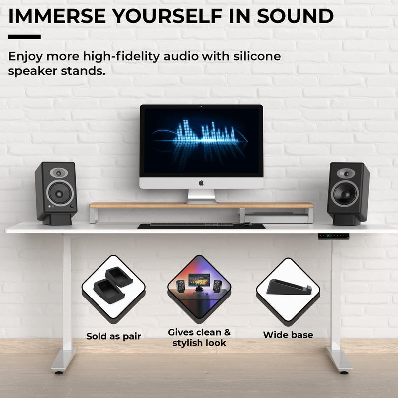 HumanCentric حامل مكبرات الصوت المكتبي HumanCentric بزاوية لمكبرات الصوت المتوسطة، قاعدة سيليكون مضادة للاهتزاز للكمبيوتر، الرفوف، والاستوديو، متوافق مع A5+، HD4، HD6، P4، HDP6 والمزيد - Image 3