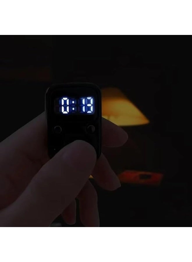 خاتم تسبيح وذكر رقمي مزود بشاشة عرض الوقت وتصميم يضيء في الظلام (متعدد الألوان) مع عداد إلكتروني للأصابع - Image 4