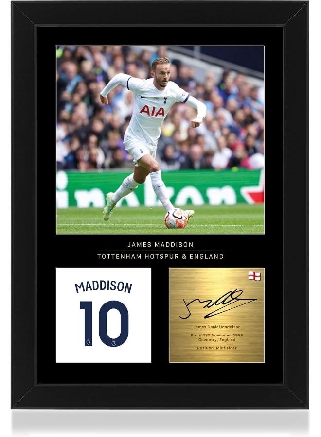 Win FC James Maddison A4 Framed Photo Display - Reproduced Digital Signature - Gift For Tottenham Hotspur Fans - Image 1