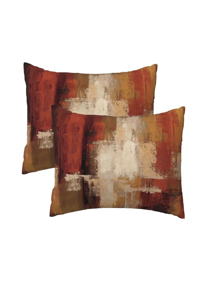 Lcokin Burnt Orange Abstract Throw Pillow Covers 12x20 Inches Set of 2, Decorative Art Painting Orange Couch Lumbar Pillow Cover Outdoor Sofa Cushion Cover for Bedroom Living Room - Image 1