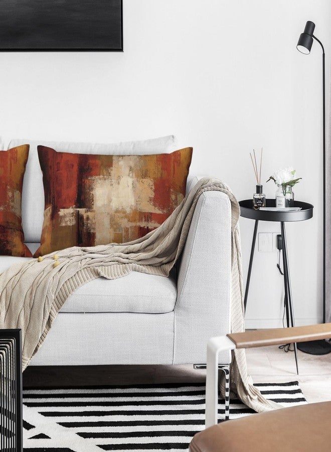 Lcokin Burnt Orange Abstract Throw Pillow Covers 12x20 Inches Set of 2, Decorative Art Painting Orange Couch Lumbar Pillow Cover Outdoor Sofa Cushion Cover for Bedroom Living Room - Image 5