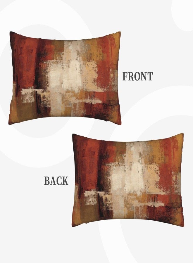 Lcokin Burnt Orange Abstract Throw Pillow Covers 12x20 Inches Set of 2, Decorative Art Painting Orange Couch Lumbar Pillow Cover Outdoor Sofa Cushion Cover for Bedroom Living Room - Image 2