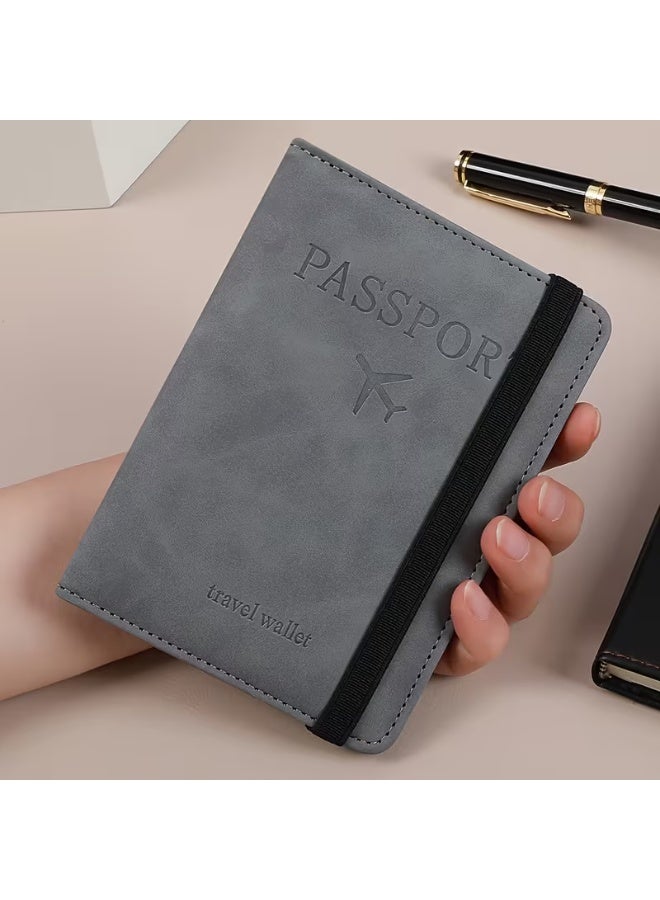 QUALITY RFID-Blocking Passport Holder – Slim PU Leather Premium Quality Travel Wallet with Card Slots & Ticket Pocket – Secure Travel Document Organizer for Men & Women – Grey - Image 5
