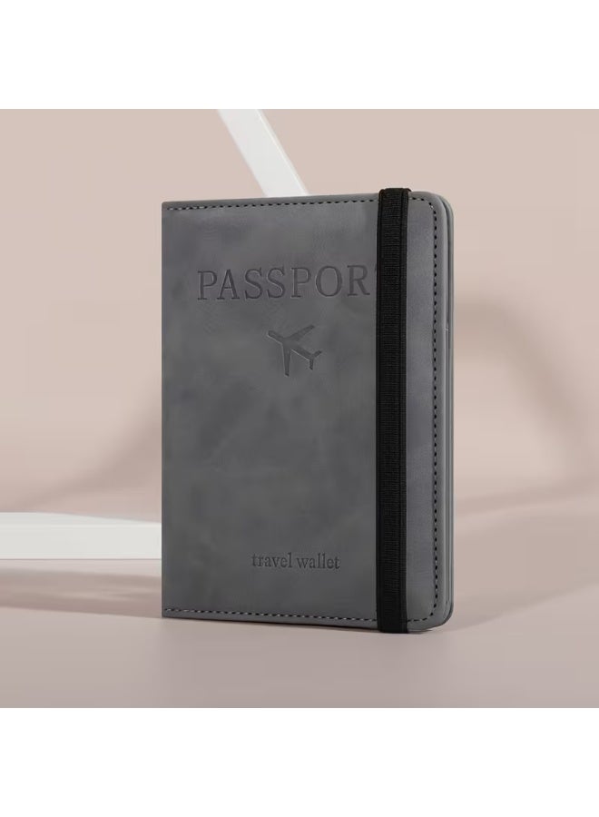 QUALITY RFID-Blocking Passport Holder – Slim PU Leather Premium Quality Travel Wallet with Card Slots & Ticket Pocket – Secure Travel Document Organizer for Men & Women – Grey - Image 4