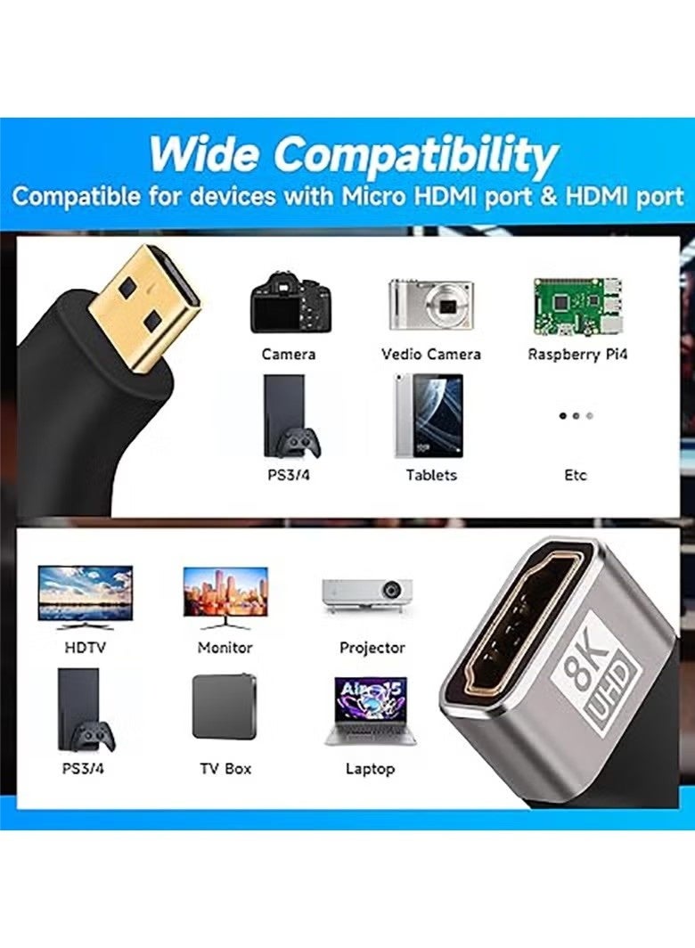 HDMI A Female to D Male Adapter, Micro HDMI Type D, Extender Connector 8K for TV, Projector, Laptop, PC, PS, Xbox - Image 2
