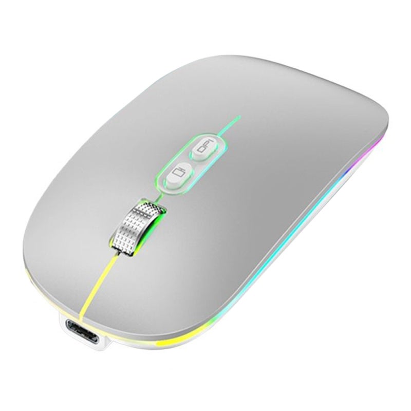 Wireless Mouse: Silver Dual-Mode 2.4G+BT5.1 - 15m Transmission Distance Ergonomic Gaming Mouse for Home Office Entertainment - Image 1