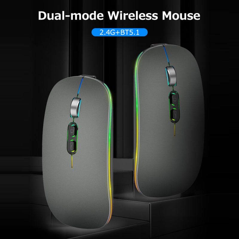 Wireless Mouse: Silver Dual-Mode 2.4G+BT5.1 - 15m Transmission Distance Ergonomic Gaming Mouse for Home Office Entertainment - Image 4