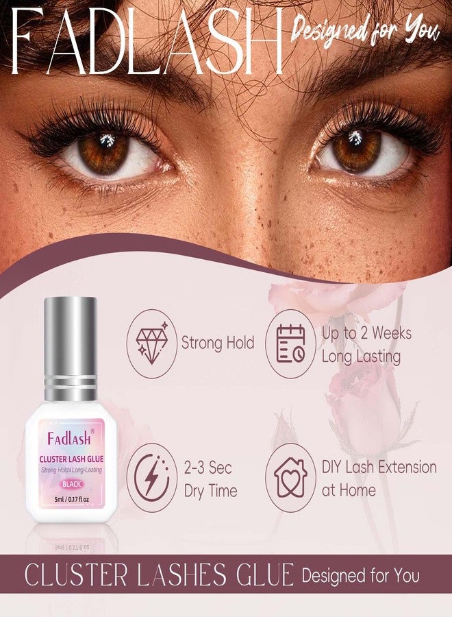 FADLASH Lash Cluster Glue Black Eyelash Glue for DIY Lash Extensions Waterproof 2-3s Fast Drying 2 Weeks Retention Long-Lasting at Home (5ml) - Image 4