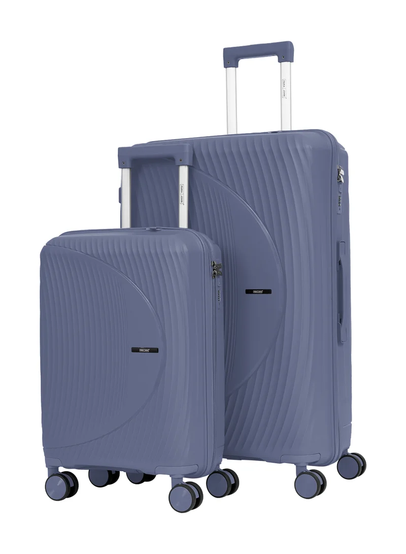 بارا جون Parajohn Sereno Series Set of 2 Luggage| Small 10KG & Large 30KG Polypropylene 8 Wheel Trolley Hardsided Travel Suitcase -Blue