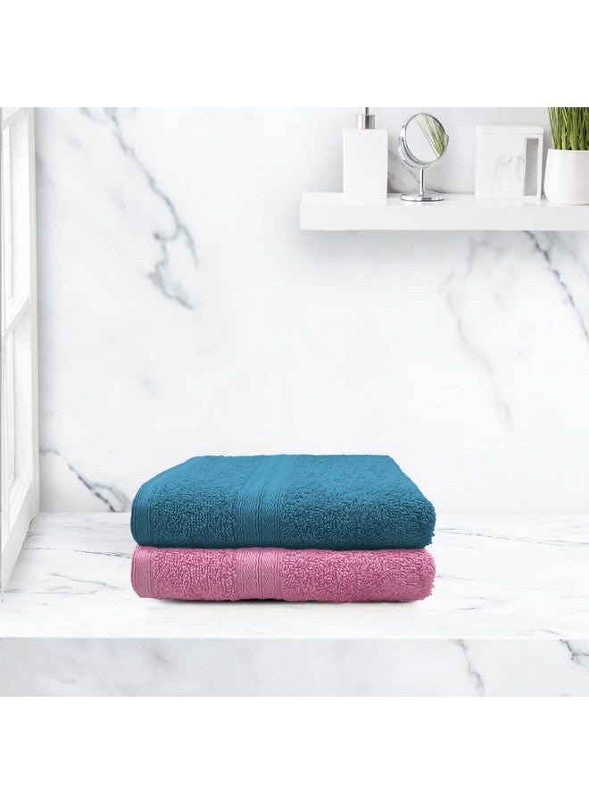 Sassoon Anatolia 2 Piece 100% Cotton Hand Towel Set in 500 GSM (40cmX60cm) - Teal-Pink (Soft, Absorbent & Quick Dry Towel for Gym, Home, Kitchen, Pool, Travel, Spa and Yoga) - Image 1