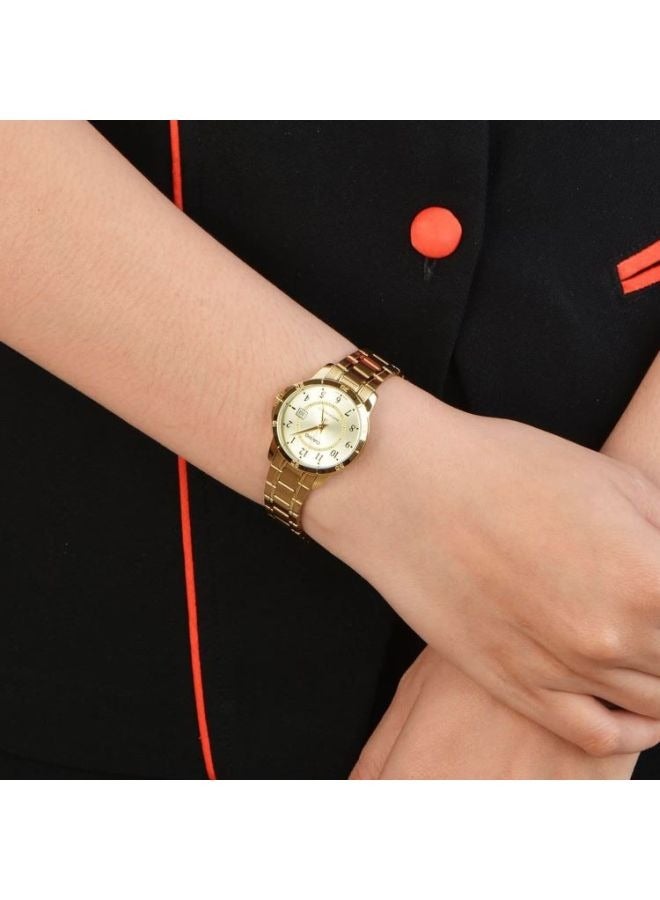 Casio LTP-V004G-9BUDF Women's Stainless Steel Quartz Analog Watch, 30 mm, Gold - Image 3