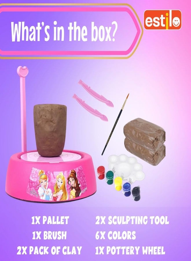 إستلو مجموعة عجلة الخزف من إستيلو | مجموعة الخزف والرسم | مجموعة ألعاب فنية وحرفية للمبتدئين | تتضمن طين التشكيل، وأدوات النحت، والدهانات والفرش | هدية للأطفال من عمر 8 سنوات فما فوق (أميرة) - Image 3