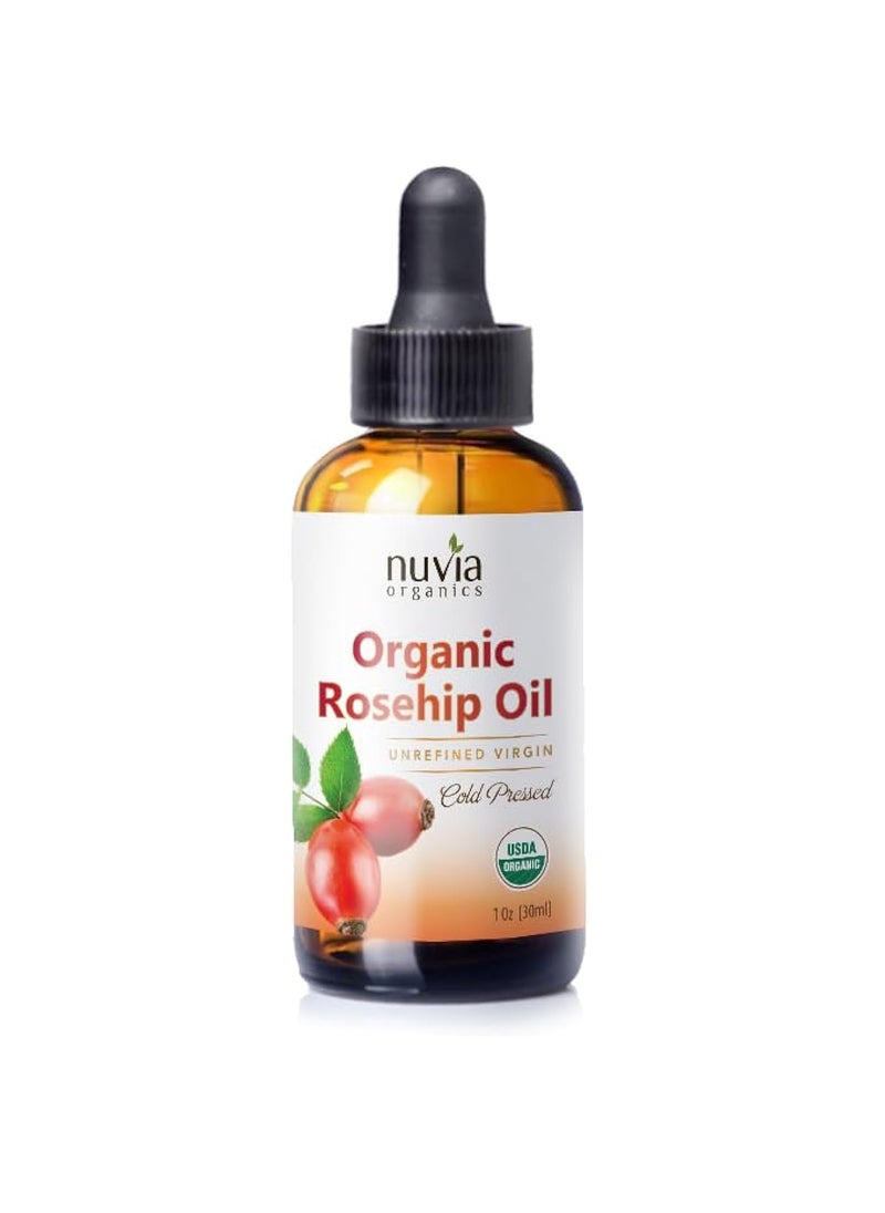 nuvia organics Rosehip Oil  USDA Certified Organic Unrefined Virgin Cold Pressed 1oz 
