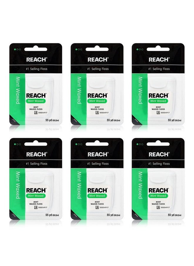 REACH - Waxed Dental Floss Bundle Effective Plaque Removal Extra Wide Cleaning Surface Shred Resistance & Tension Slides Smoothly & Easily Pfas Free Mint Flavored 55 Yd 6 Count (Pack Of 1) - Image 1