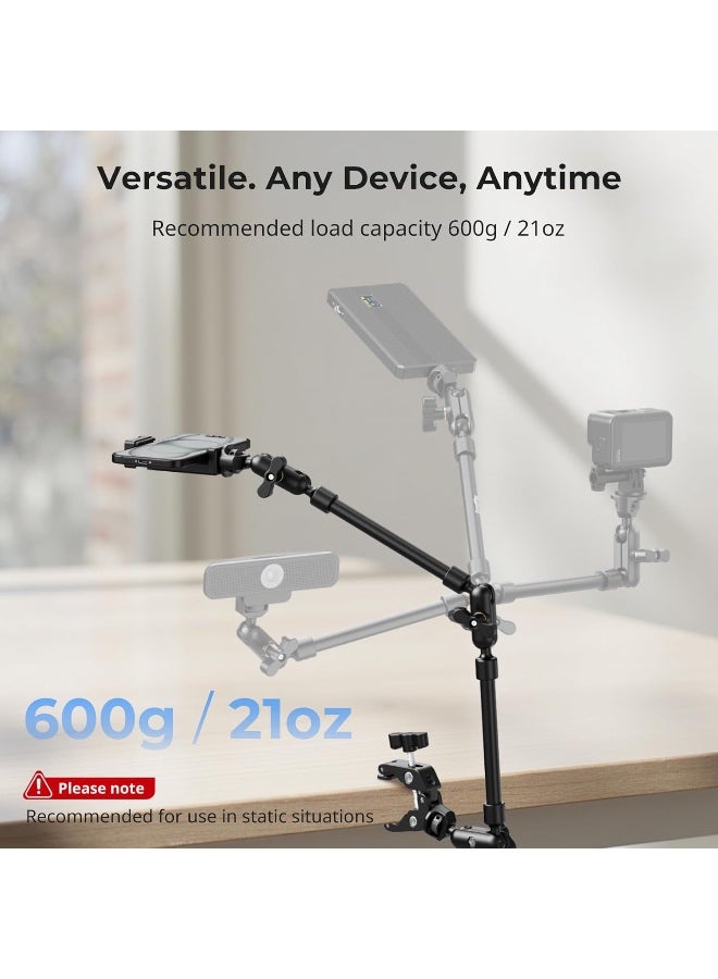 SMALLRIG 22" Magic Arm Clamp, Overhead Phone Mount Holder Stand, Flexible Desk Camera Mount, Articulating Friction Boom Arm, for POV Shot, Filming, Light, Webcam, Action Camera - Image 2